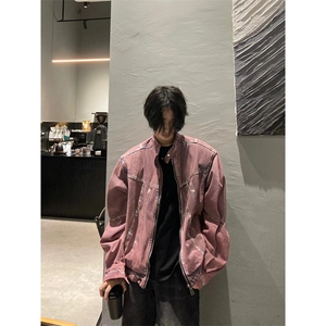 复古废土风设计感小众做旧牛仔夹克外套男宽松两件套 J3351图片