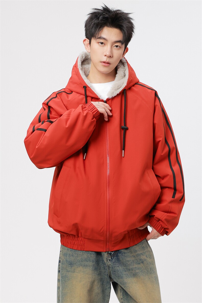 自家图有视频加绒毛领棉衣冬季新款座山雕连帽派克棉服M2556p88,男装棉衣,电商D315