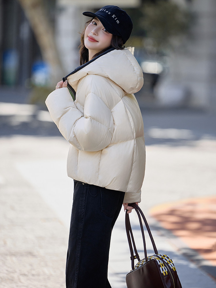 水衣源2783款短款连帽加厚保暖面包服茧形羽绒外套女,女装羽绒服,水衣源