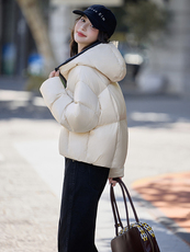 水衣源2783款短款连帽加厚保暖面包服茧形羽绒外套女，女装羽绒服，水衣源