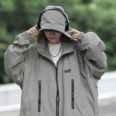 A685-P60户外机能连帽冲锋衣外套男女同款撞色拼色宽松工装夹克，男装夹克，星座512-6