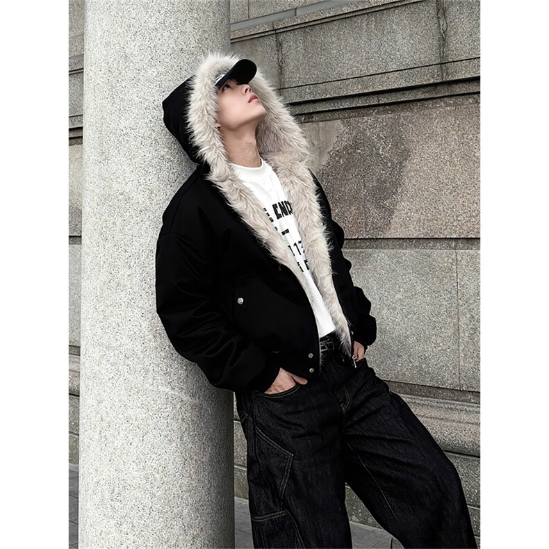 原版帆布面料不掉毛座山雕毛领棉服男外套图MY1027-P90,男装棉衣,星座301C-5