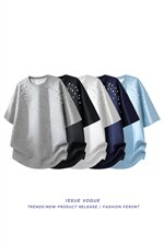 2026夏季含棉重磅中性潮牌圆领短袖重工艺钉珠设计T恤TC31203-P40，男装T恤，星座717