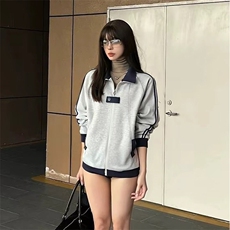 抖音得物品质秋冬美式高街重磅结构拼接织带翻领卫衣夹克外套W113，男装夹克，电商A486-1