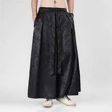 2025新中式马面裤汉服龙纹冰丝阔腿裤电商A057-K375-P55，男装民族服装，电商A057B