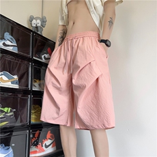 夏季新款潮流双褶冰感宽松休闲五分裤短裤B315-K24139-特p23控48，男装牛仔裤，电商B315