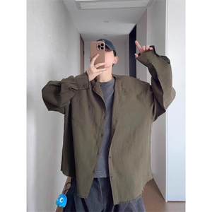 毛边亚麻衬衫男慵懒风长袖衬衣cleanfit防晒衣外套LS2900-P43图片