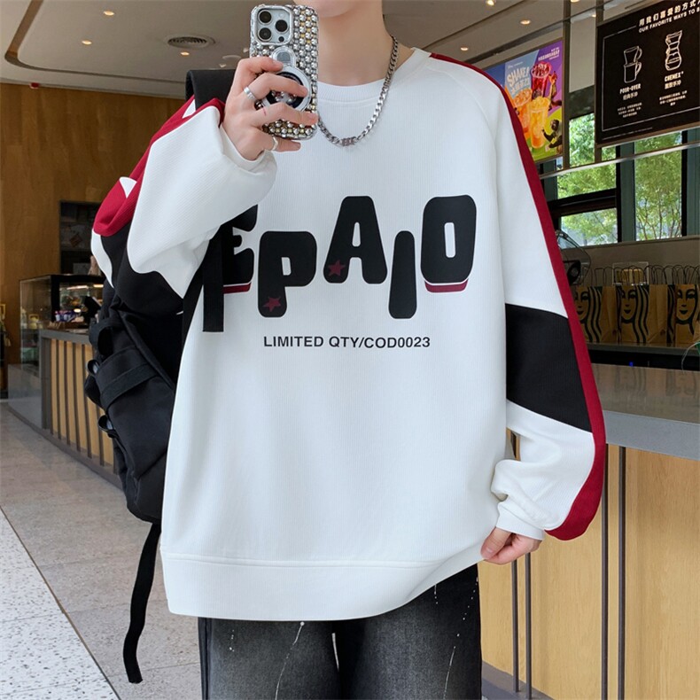 秋款潮流时尚男生长袖t恤印花衣服男港风圆领卫衣A436-215-P48,男装T恤,电商A436