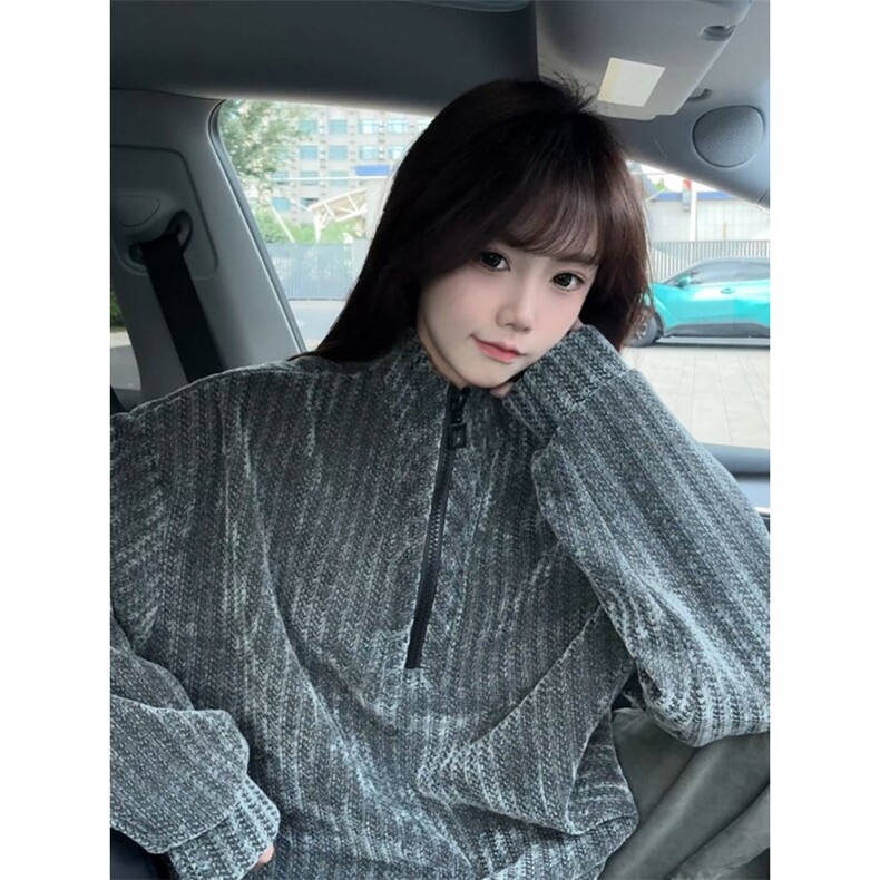雪尼尔半拉链卫衣男女秋冬美式长袖t恤高级感情侣外套LE766-P39,男装T恤,星座1008