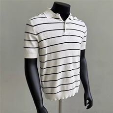 夏季纯棉翻领短袖男菠萝纹条纹polo衫针织衫男士时尚休闲百搭T恤，男装Polo衫，星座506A