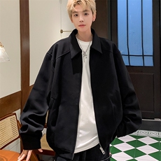 高级感烟紫色短款夹克男cleanfit外套翻领复古时髦潮W6048-P58，男装夹克，星座412-3