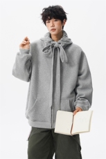 8XL-M朝牌情侣美式绑带设计连帽卫衣宽松开衫外套男女WY35P58，女装短外套，电商D206-1