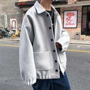 秋冬男士港风ins纯色加厚短款男呢料夹克外套  A071-Y05-P115图片