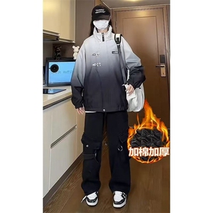 新中式短款棉服男女冬季飞机扣设计立领工装棉衣情侣装外套图片