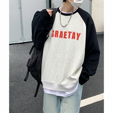 插肩袖卫衣男拼色美式圆领长袖打底衫情侣上衣WY05062-P40，男装卫衣，星座308B-1