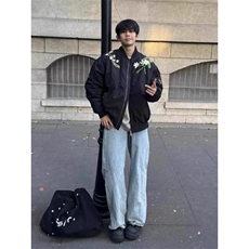 美式覆古vintage花卉刺绣飞行员棉服男女冬季潮牌棒球夹棉衣外套，男装棉衣，星座506A