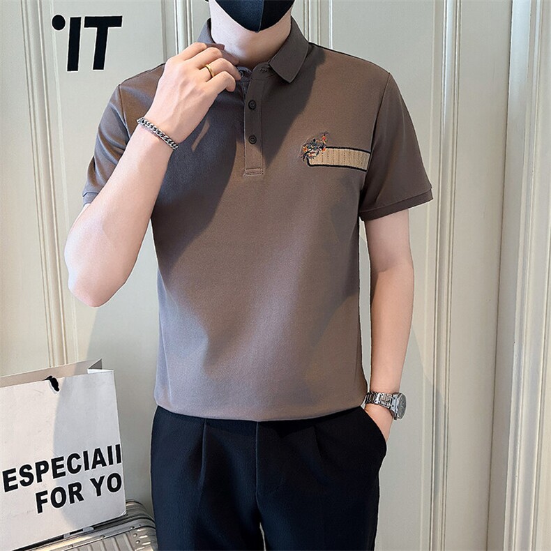 店主风社会小伙男翻领刺绣POLO衫男士夏季男上衣301A-1/PL116/P55,男装Polo衫,星座301A-1