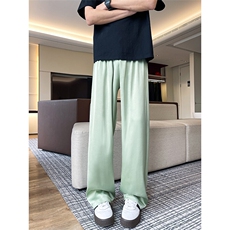 8XL-M特大码冰丝裤醋酸阔腿裤男缎面高腰垂感防晒凉凉裤K979P45，男装休闲裤，电商D206-1