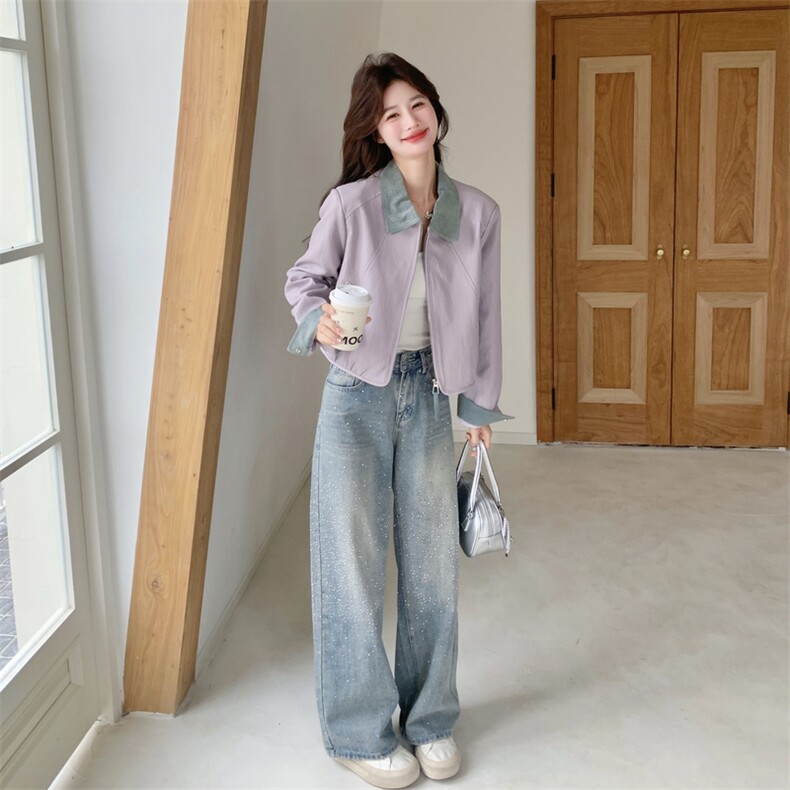 新款！！拼接皮外套2C203-6313-P155-K248,女装皮衣,2C203