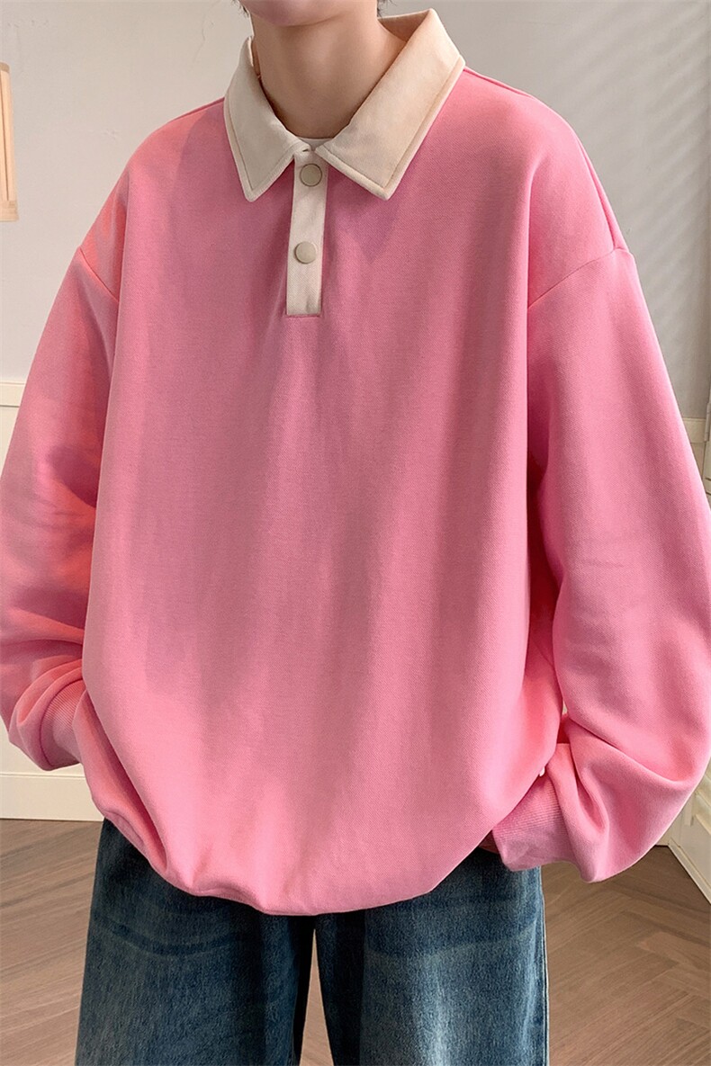 春装新品学生百搭纯色衬衫2023潮撞色卫衣男女WY3672-P65控价88,男装卫衣,电商A441-1