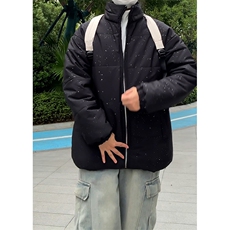 5W件现货冬季解构立领美式高街棉服厚外套男女夜光亮片满天星棉衣，男装棉衣，电商A486