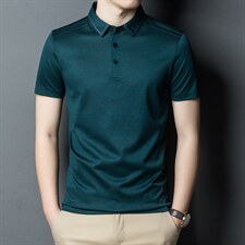 2023夏季新款短袖t恤男POLO打底衫翻领纯色宽松休闲上衣中年男士，男装T恤，电商B212（原钱塘6029）