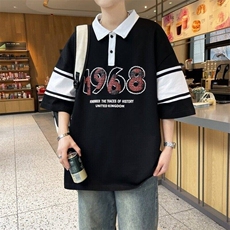 25062-特P40夏季时尚休闲T恤男打底衫港风宽松翻领短袖POLO衫，男装T恤，电商D310B