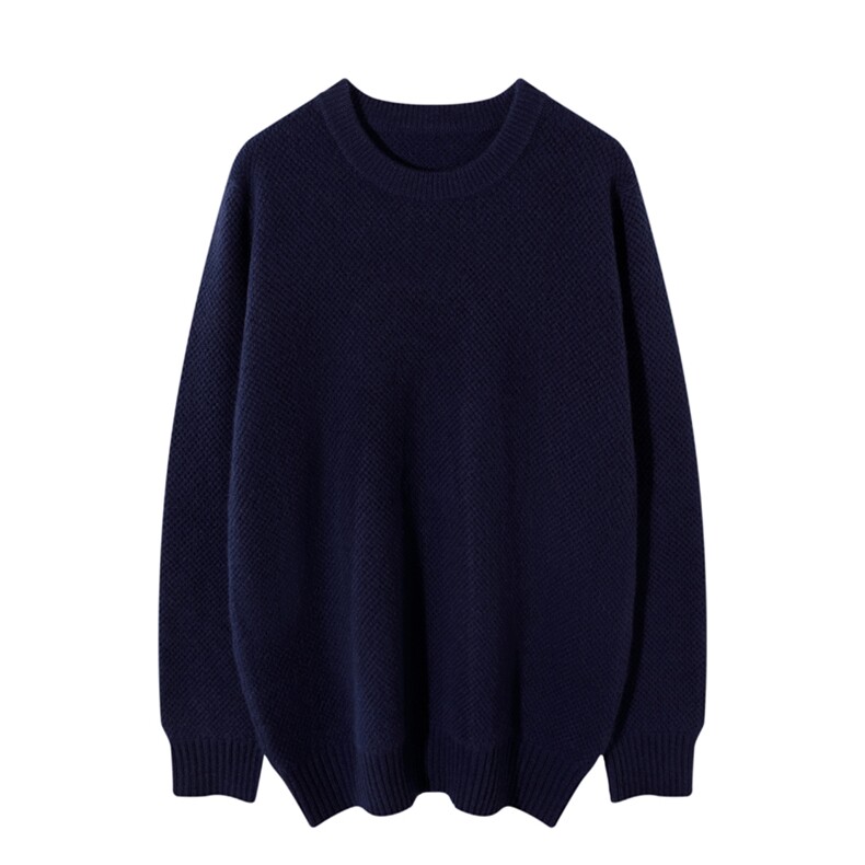 秋冬季新款舒适时尚百搭男士菠萝针加厚圆领羊绒衫男装，男装羊绒套衫，麦纱纱羊绒