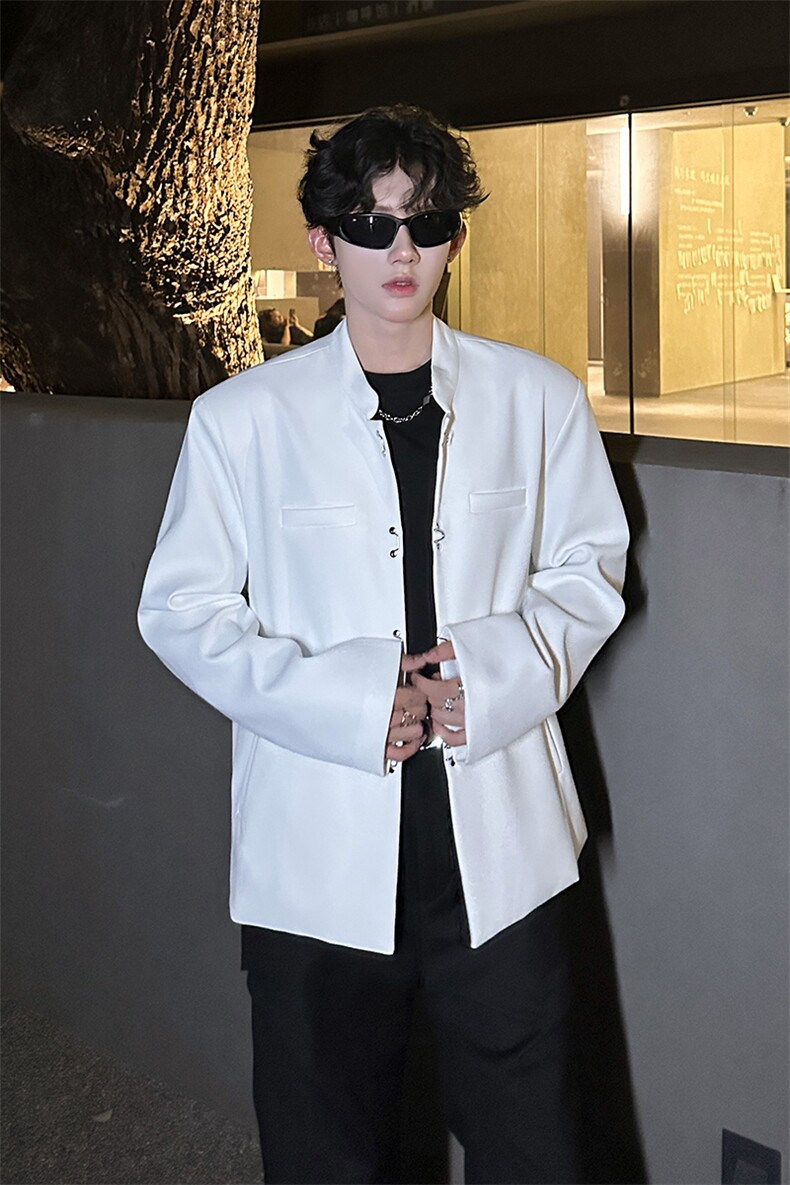 现货小立领扣子设计款纯色百搭休闲外套小西装A071-3329-P98,男装西服套装,电商A071