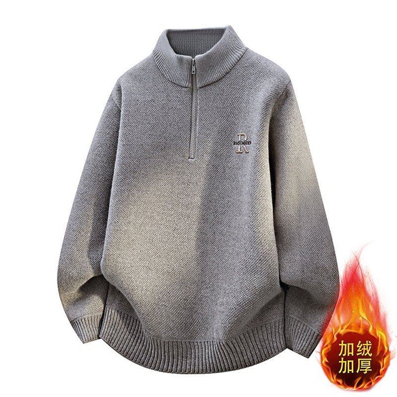 W25253-P55冬拉链立领加绒卫衣男潮牌加绒加厚卫衣外套时尚打底衫,男装T恤,电商D310B