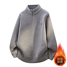 W25253-P55冬拉链立领加绒卫衣男潮牌加绒加厚卫衣外套时尚打底衫，男装T恤，电商D310B