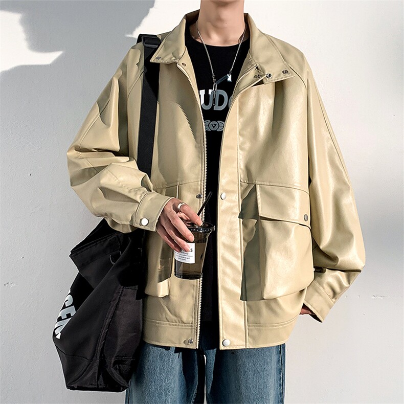 春秋季新款高品质休闲潮牌百搭复古痞帅皮夹克男士 JK7010-P85图片