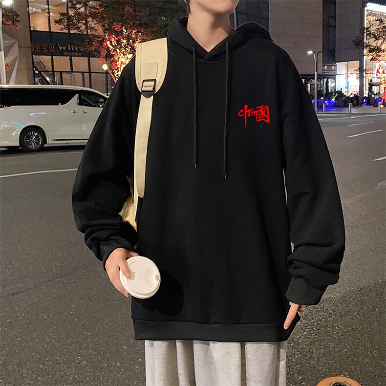WY2276-P35加绒款-P40纯棉连帽卫衣男大码运动帽衫宽松薄外套男,男装卫衣,电商A040