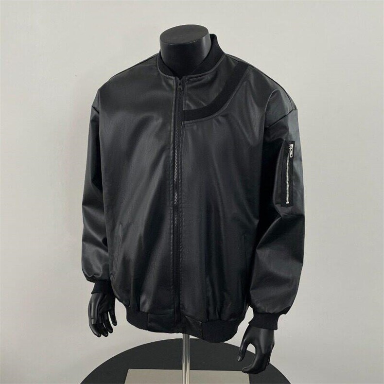 YW155LL-特P60   Cleanfit纯黑色皮衣外套男高级感痞帅飞行员夹克图片
