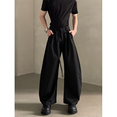 LINYILUCK/美式高级感cleanfit黑色弯刀西裤男宽松休闲阔腿镰刀裤，男装西裤，星座506A