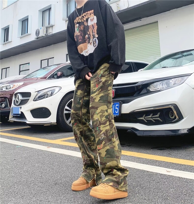 迷彩牛仔慵懒新款气质青春流行潮男港风秋季牛仔裤时尚BK67-P70,男装牛仔裤,星座1109-3