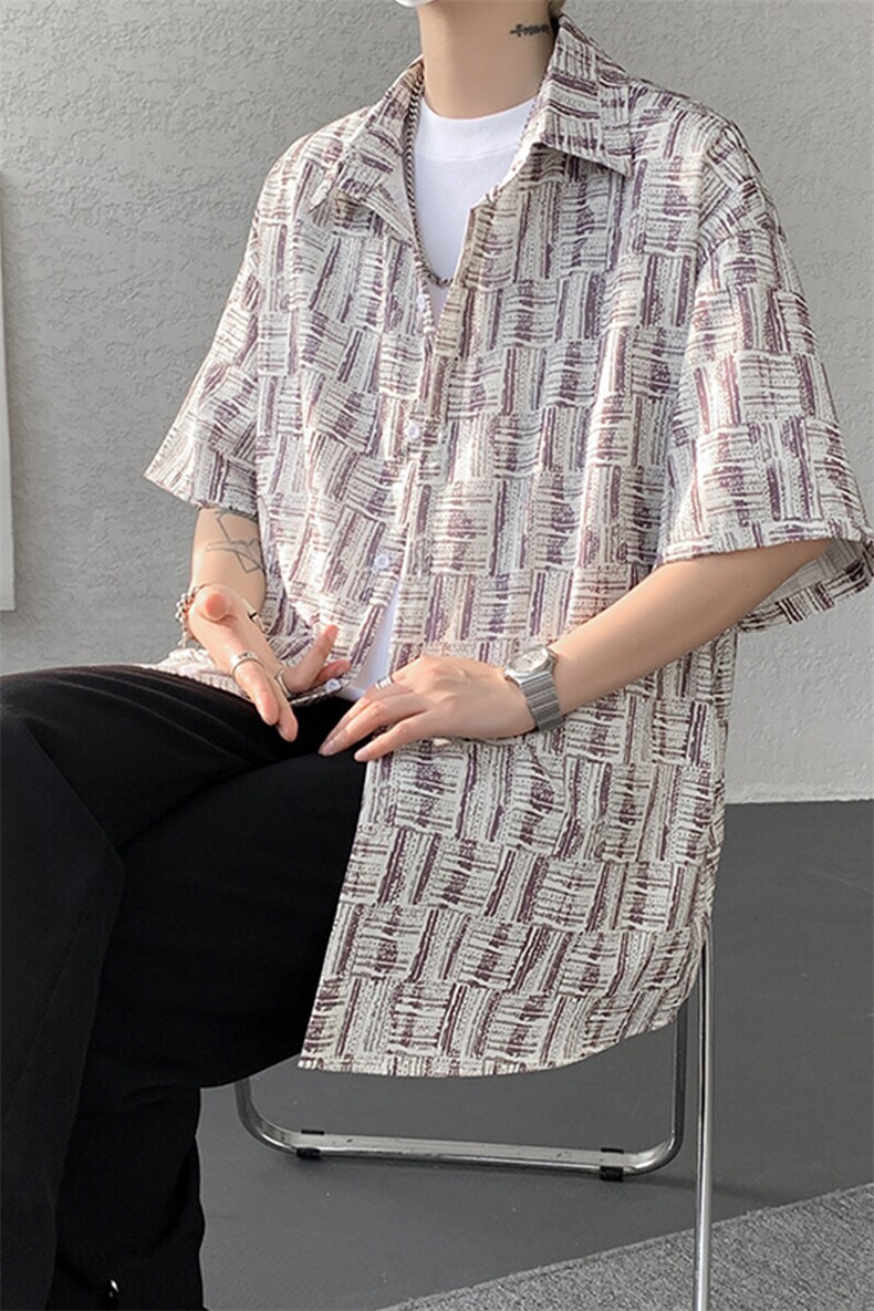 8XL-M花衬衫男款短袖夏季冰丝薄款花衬衣大码寸衫外套DC28013P38,男装衬衫,电商B312