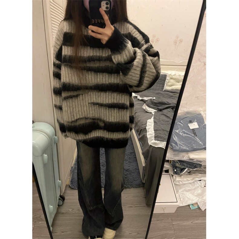【有货】MY3010LL-特P46 条纹毛衣男慵懒风情侣针织衫外套图片