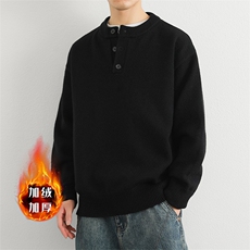 高克重加绒加厚亨利领休闲针毛线衫男生潮牌上衣外套MY7007-1P80，男装针织衫/毛衣，星座914