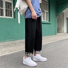 夏新款宽松直筒清凉裤脚条纹休闲裤2021男k615-特批35,男装休闲裤,星座718-1