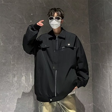 翻领外套男士春秋新款宽松潮牌防风防水户外休闲工装夹克男JW78，男装夹克，星座1116A-1（原606A）