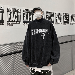 水洗做旧加绒加厚卫衣男2026冬高领十字架打底衫 XZ514-2-X55-P78图片