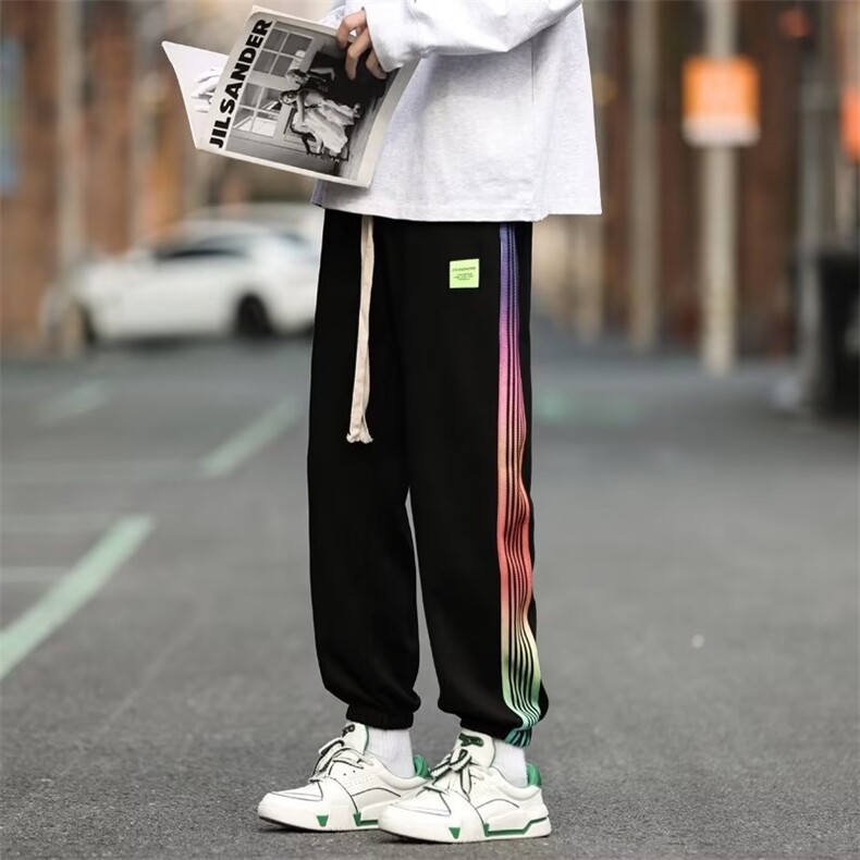 新款时尚潮男百搭宽松休闲束脚裤图片