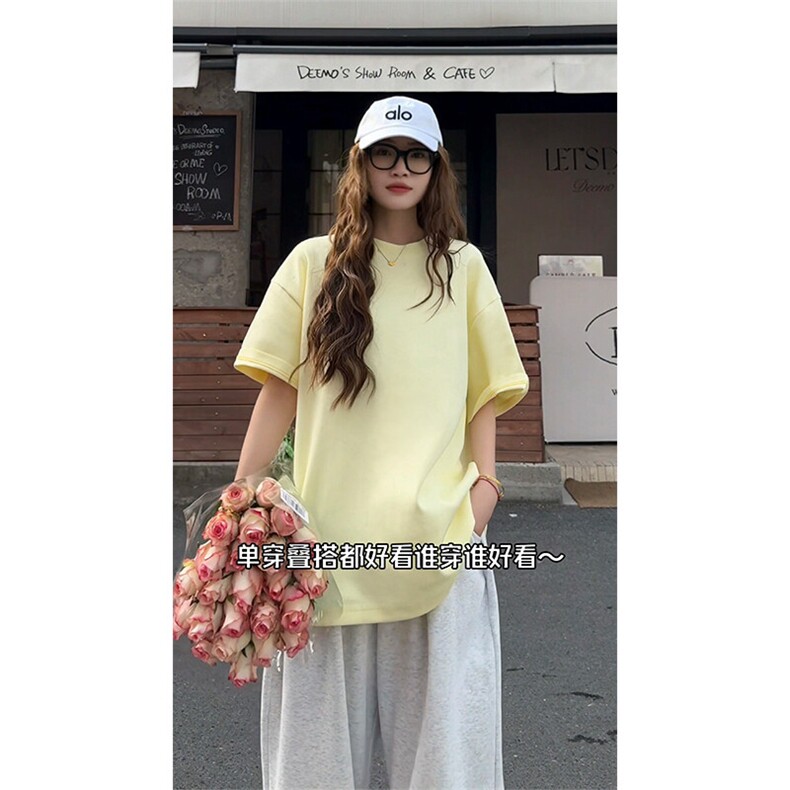 重磅纯棉短袖T恤男春夏季2025新款潮牌美式复古宽松情侣半袖体恤，男装T恤，电商A102