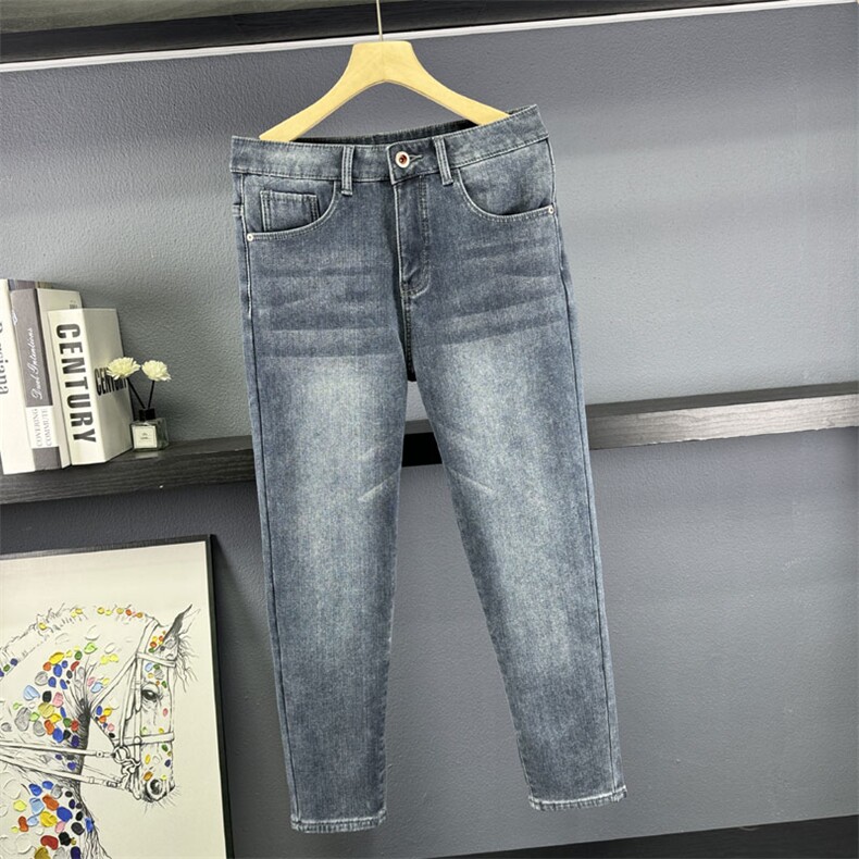 加绒加厚高品质日系潮男牛仔裤男弹力修身直筒小脚休闲裤8608-P60,男装牛仔裤,星座613B