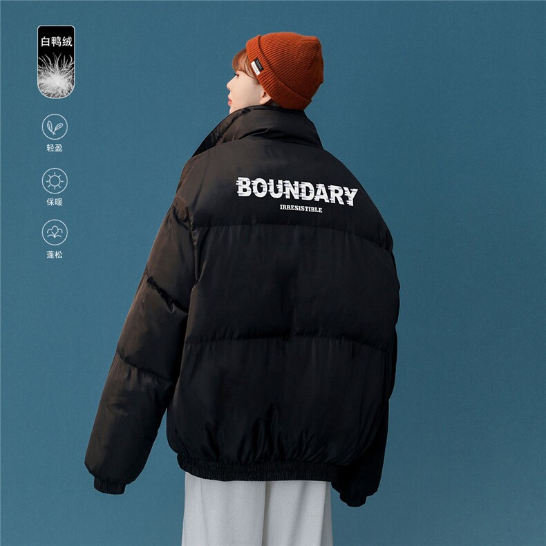 白鸭绒中性22冬季潮流简约印花时尚百搭立领羽绒服YR225P195控258，男装羽绒服，A247A