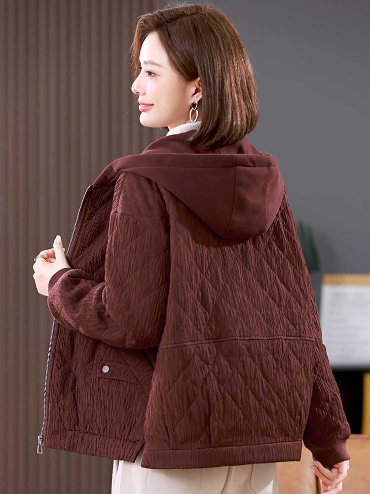 2025冬季连帽时尚休闲加厚保暖舒适棉服,女装派克服,独衣靓