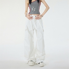 美式hiphop工装裤女2026春夏宽松阔腿拖地裤休闲裤新款YD9002-P75，男装牛仔裤，星座509