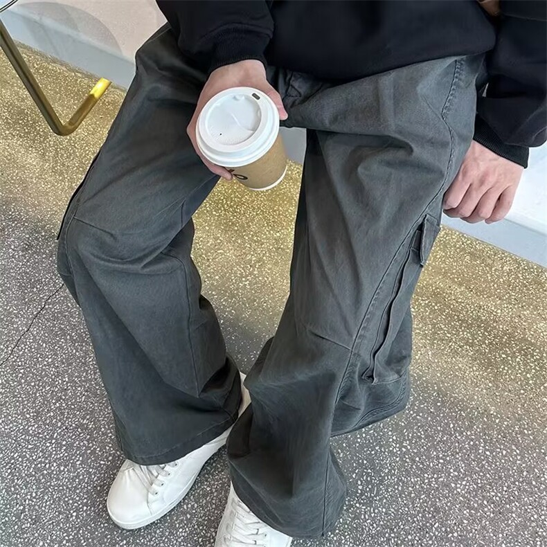 1506-1/KG1311/P62鹅噗丝大码复古工装裤双褶宽松休闲裤抽绳直筒,男装工装外套,星座1506-1