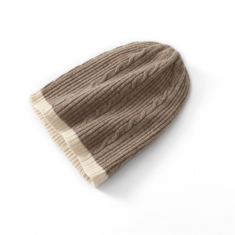 时尚保暖儿童羊毛帽高弹贴合扭花设计冬季必备拼色针织帽，帽子，唯若美羊绒